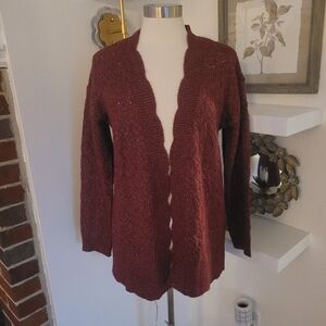 Lane Bryant Women's Burgundy Open-Front Sweater Size 12